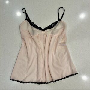 Victoria's Secret Blush Pink Cami with Black Lace M